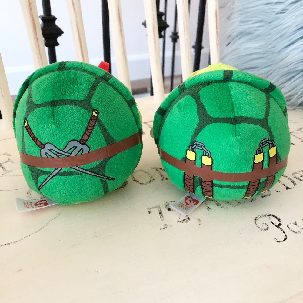 TEENAGE Mutant Ninja Turtles, Ty Beanie Ballz, Plush Toys, Set of 2 - Picture 2 of 9